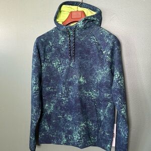 New men’s Sz S tie dyed blue hooded casual sweatshirt pullover fleece sweater